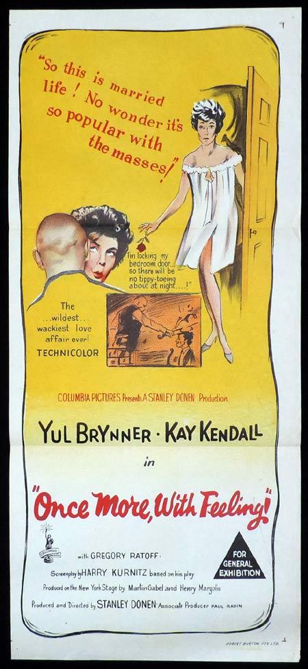 ONCE MORE WITH FEELING Original Daybill Movie Poster Yul Brynner Kay Kendall