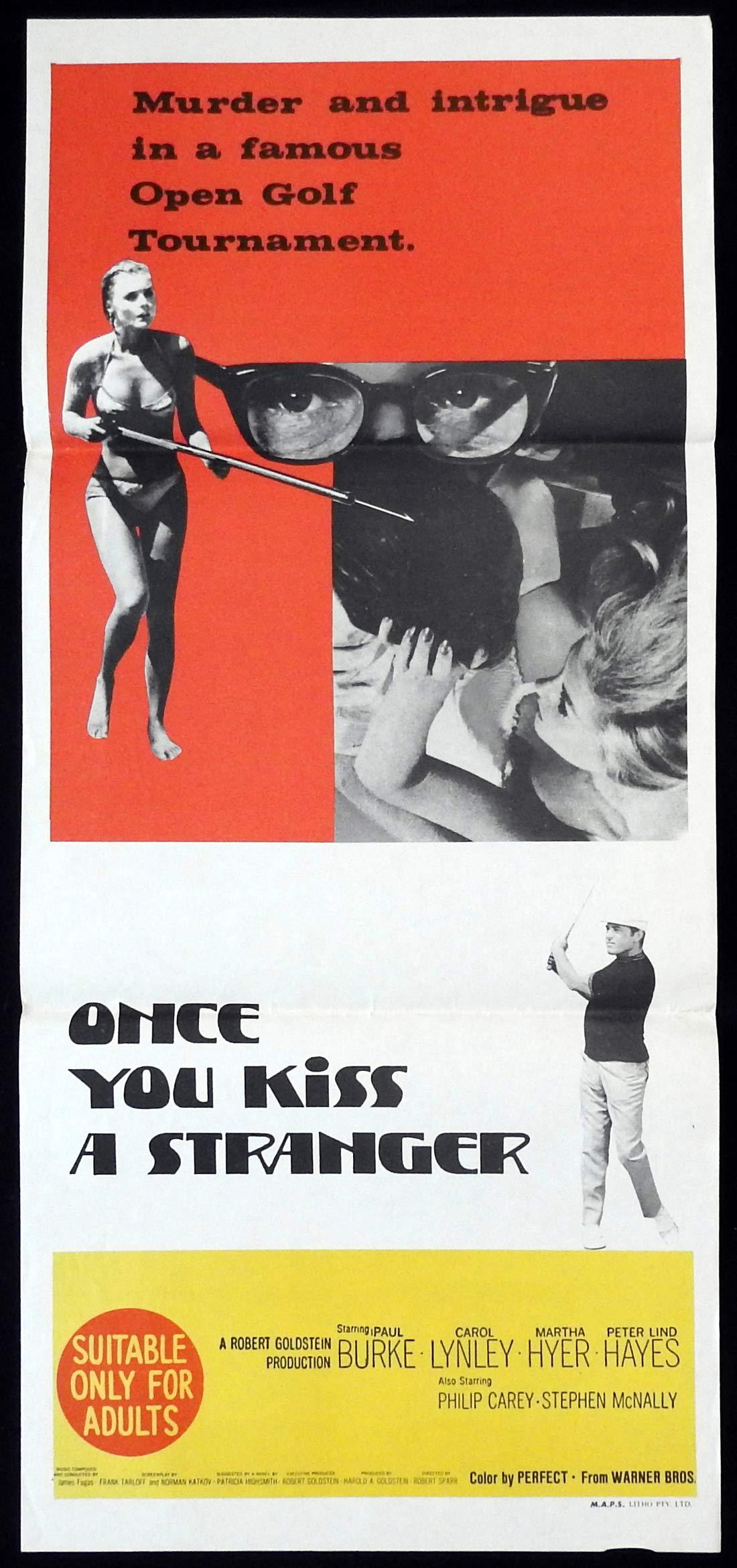 ONCE YOU KISS A STRANGER Original Daybill Movie Poster Paul Burke Golf Carol Lynley