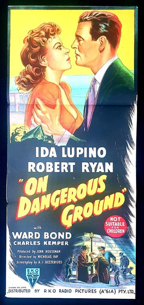 ON DANGEROUS GROUND Daybill Movie Poster Film Noir Ida Lupino