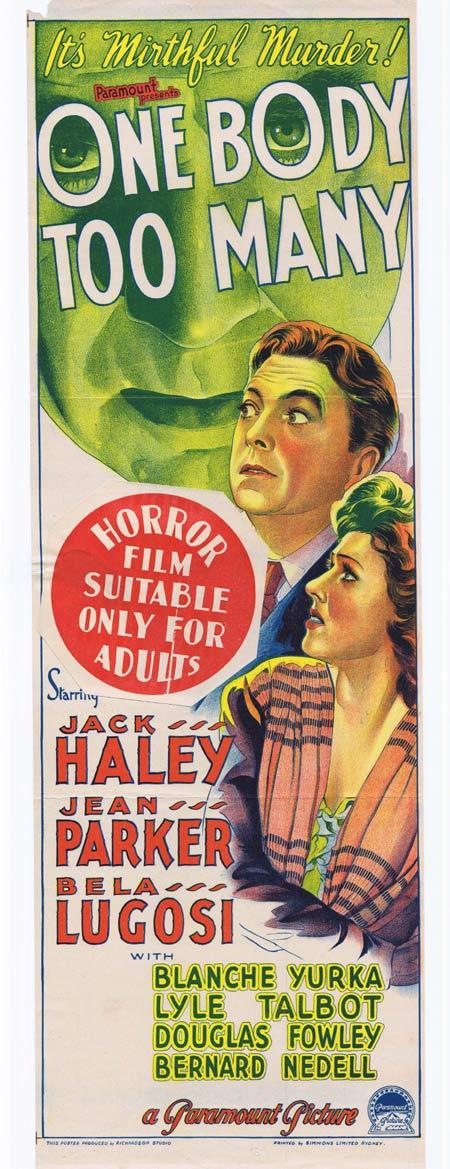 ONE BODY TOO MANY Original Daybill Movie Poster BELA LUGOSI Jack Haley Richardson Studio
