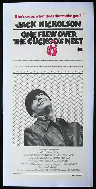 ONE FLEW OVER THE CUCKOO’S NEST Movie poster 1975 Jack Nicholson Linen Backed daybill