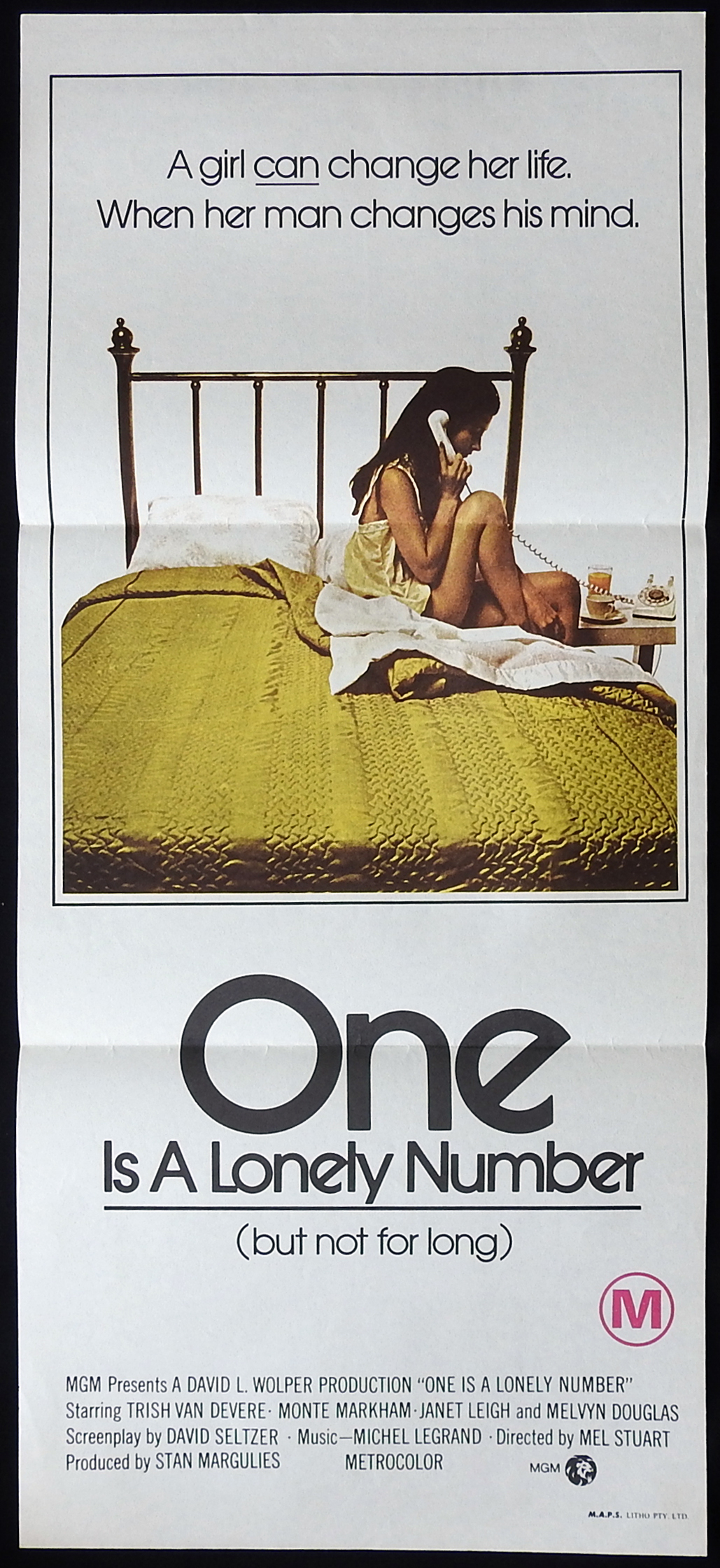 ONE IS A LONELY NUMBER Daybill Movie poster Trish Van Devere Monte Markham Janet Leigh