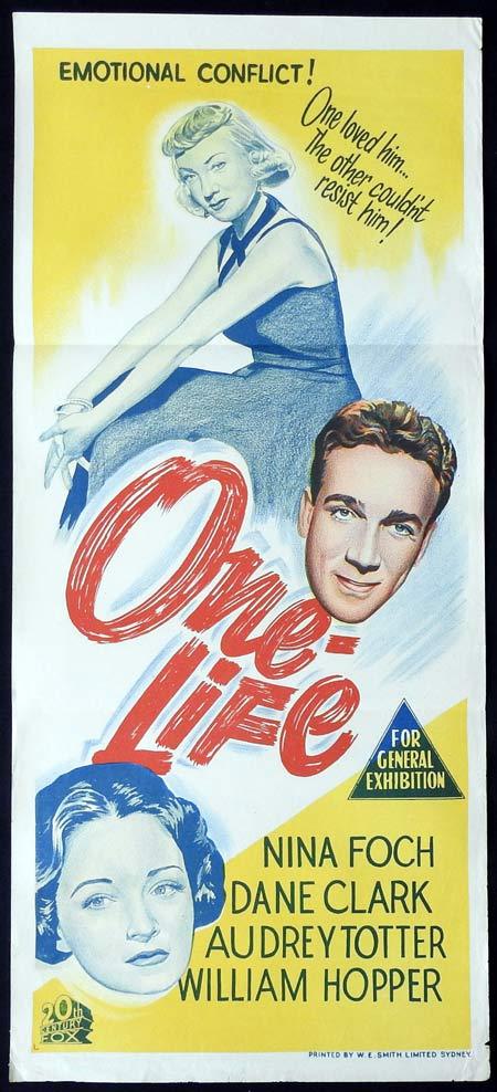 ONE LIFE Original Daybill Movie Poster Robert Anderson Dane Clark Nina Foch