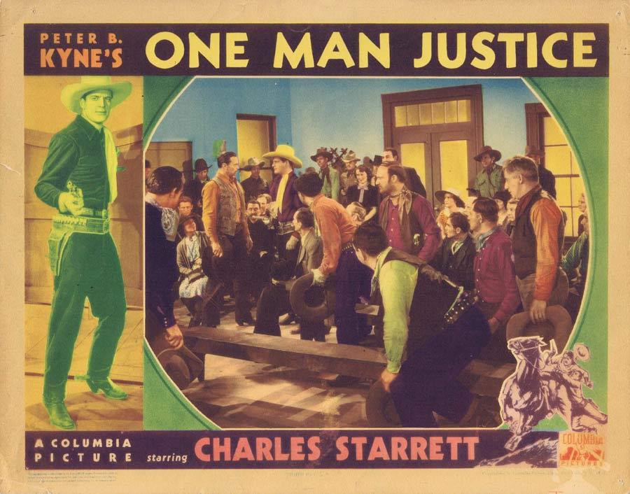 ONE MAN JUSTICE Lobby Card 1937 Charles Starrett Western