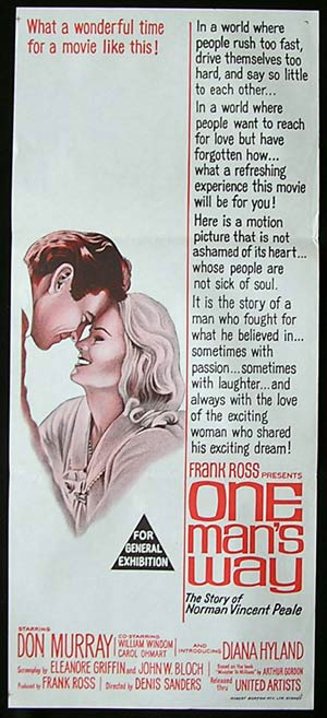 ONE MAN’S WAY Original Daybill Movie Poster Norman Vincent Peale story