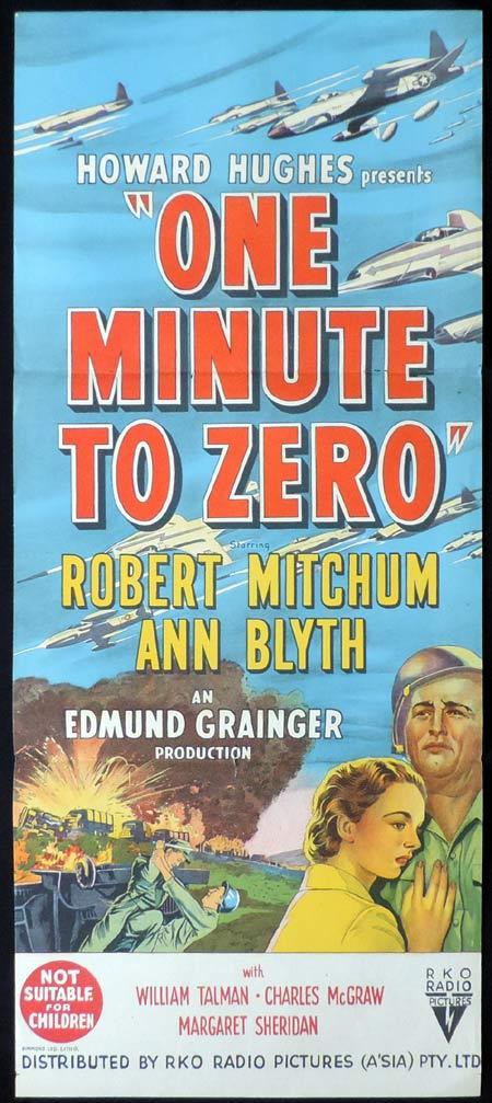 ONE MINUTE TO ZERO Original Daybill Movie Poster RKO Robert Mitchum
