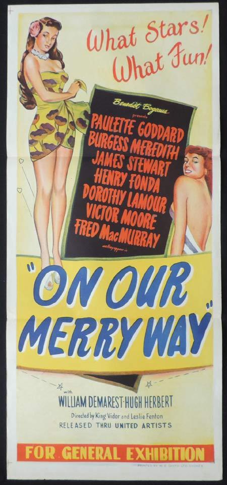 ON OUR MERRY WAY Original Daybill Movie Poster Paulette Goddard James Stewart