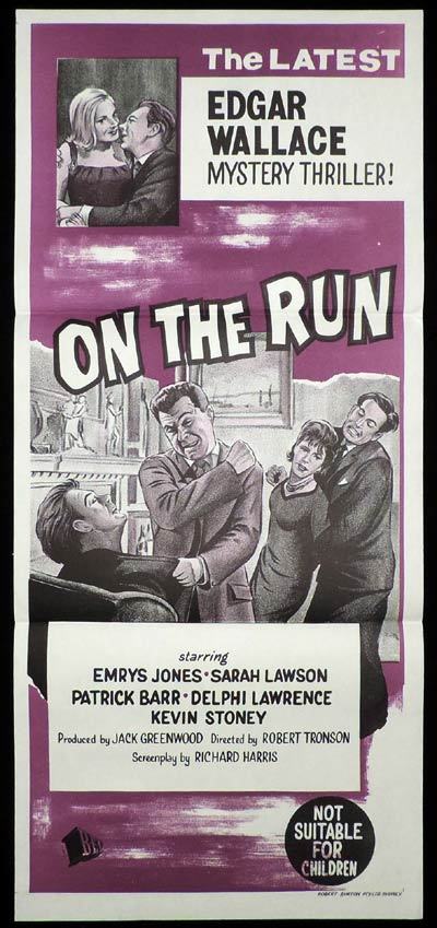 ON THE RUN Daybill Movie poster Film Noir Edgar Wallace Theatre