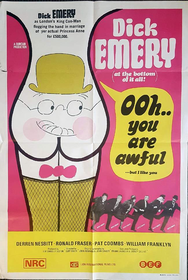 OOH YOU ARE AWFUL Original One sheet Movie Poster DICK EMERY British comedy