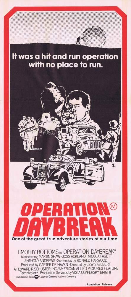 OPERATION DAYBREAK Original Daybill Movie poster Anthony Andrews Timothy Bottoms