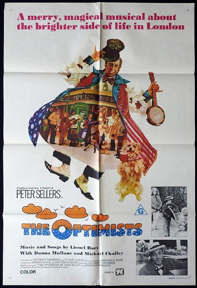 THE OPTIMISTS Original One sheet Movie poster Peter Sellers Lionel Bart Donna Mullane