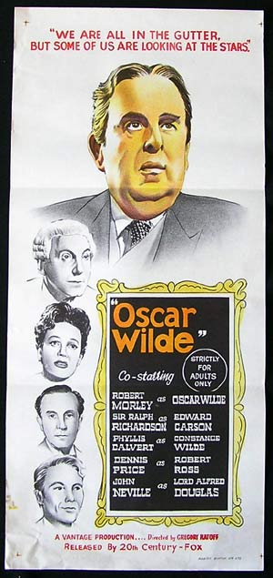 OSCAR WILDE Original Daybill Movie poster Robert Morley Ralph Richardson