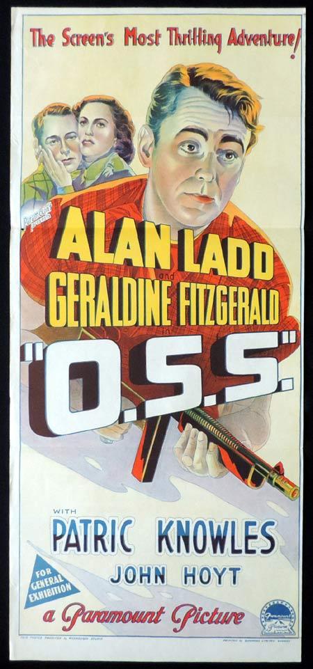 THE OSS Original Daybill Movie Poster ALAN LADD Geraldine Fitzgerald Richardson Studio O.S.S