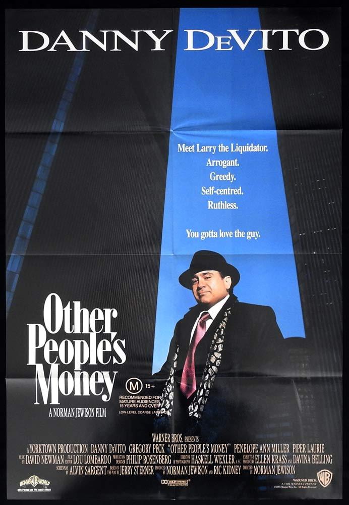 OTHER PEOPLE’S MONEY Original One sheet Movie poster Danny DeVito Gregory Peck