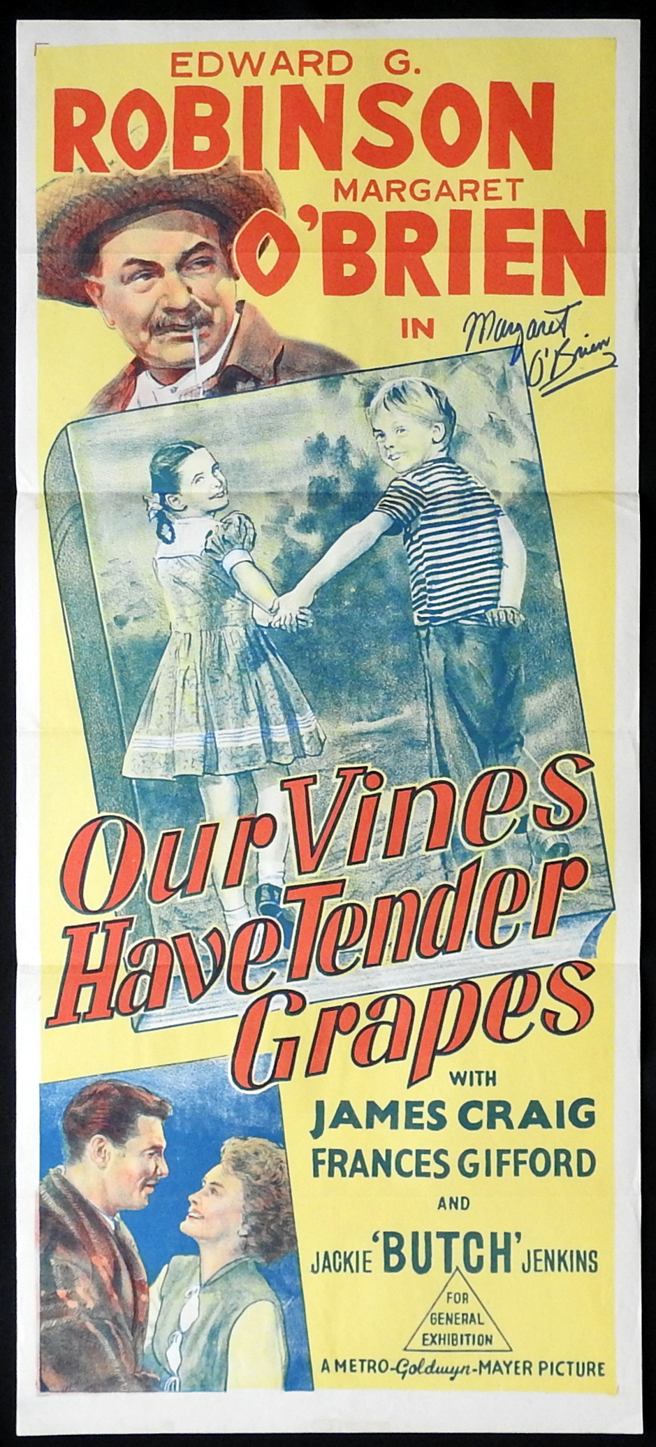 OUR VINES HAVE TENDER GRAPES Original Daybill Movie Poster Margaret O’Brien Autograph