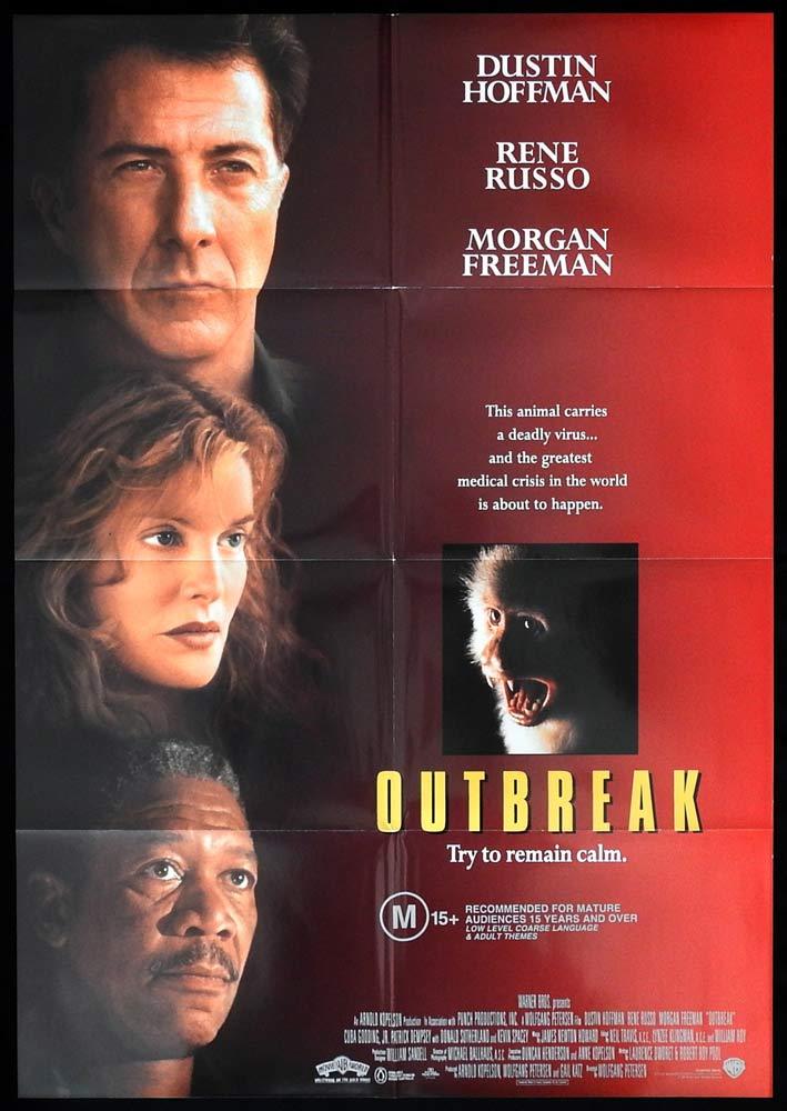 OUTBREAK Original One sheet Movie poster Dustin Hoffman Rene Russo Morgan Freeman