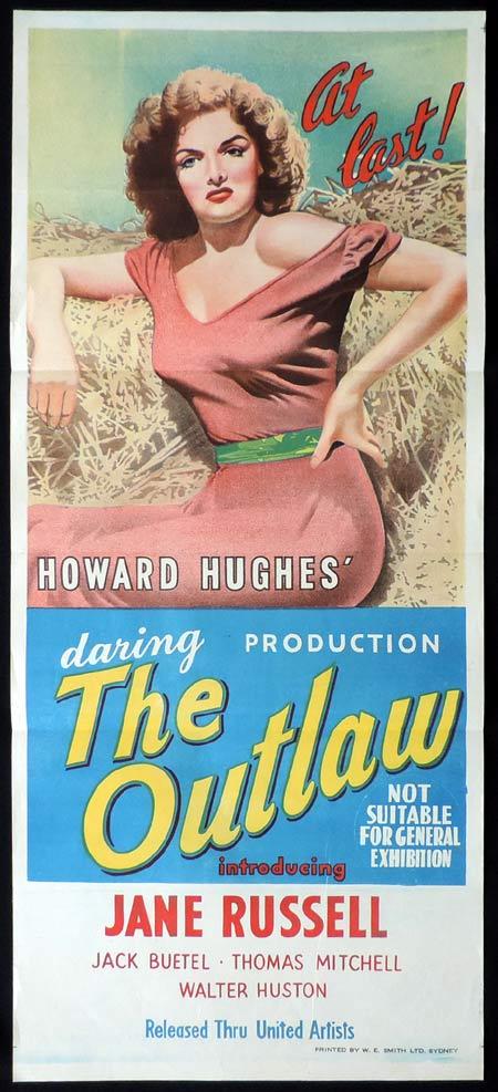 THE OUTLAW Original Daybill Movie Poster Jane Russell Jack Buetel
