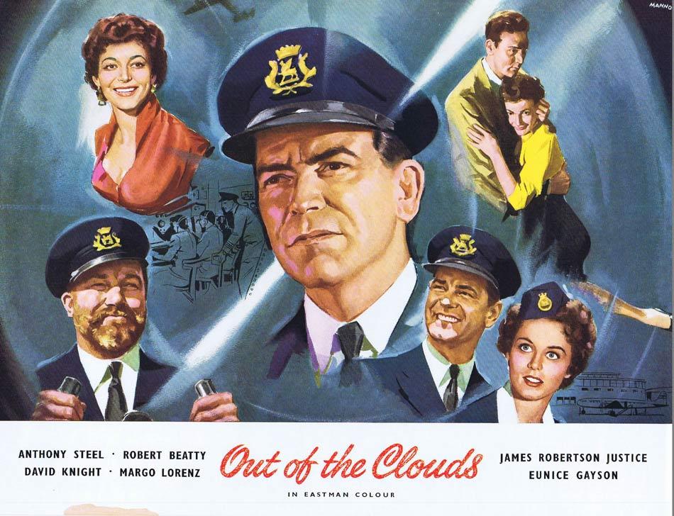 OUT OF THE CLOUDS Original Movie Trade Ad EALING Anthony Steel Dante Manno art
