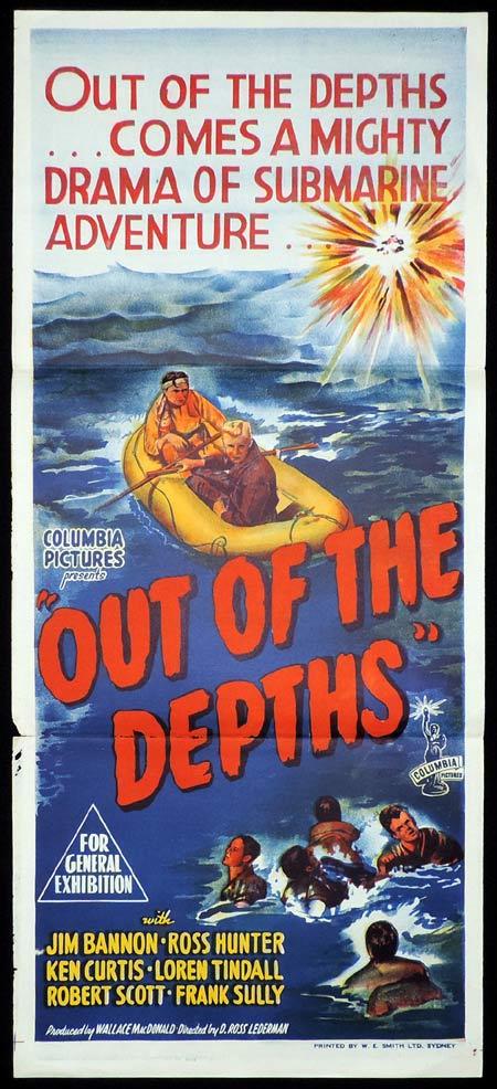 OUT OF THE DEPTHS Original Daybill Movie Poster Jim Bannon Ross Hunter Submarine