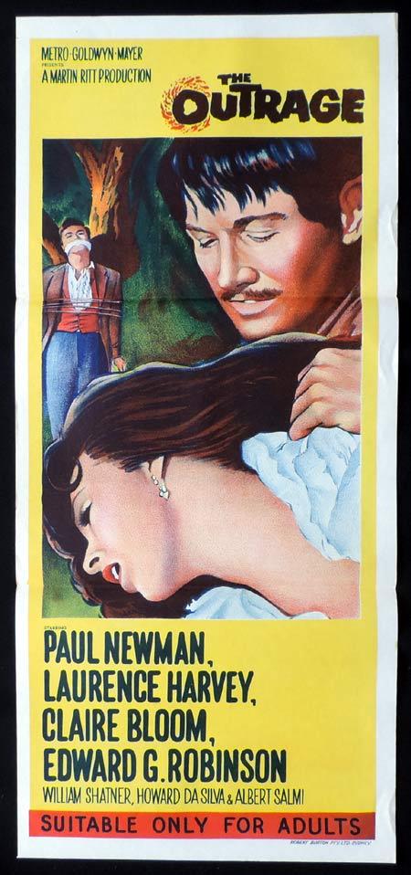 THE OUTRAGE Original Daybill Movie Poster Paul Newman Claire Bloom