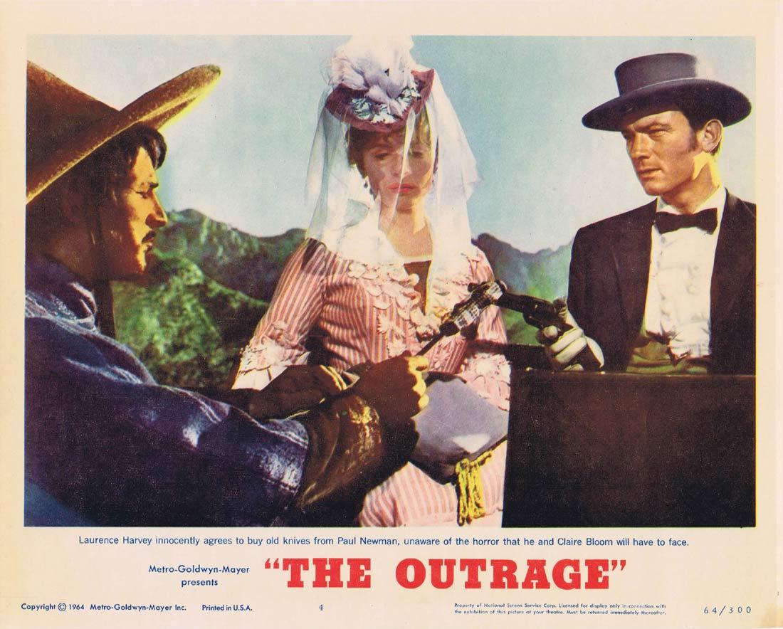 THE OUTRAGE Lobby Card 4 Paul Newman Laurence Harvey Claire Bloom Edward G. Robinson