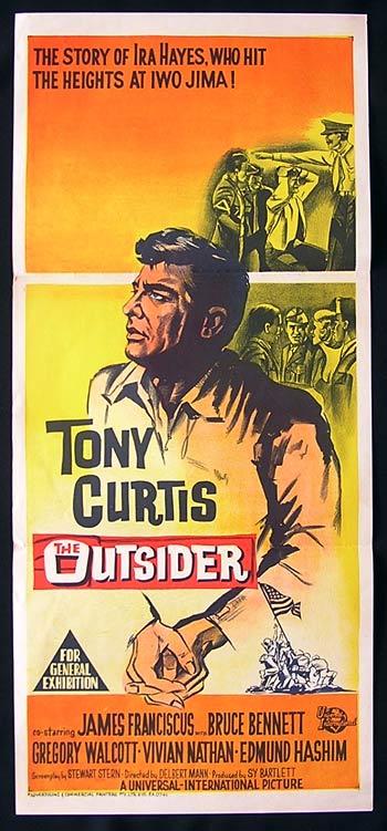 THE OUTSIDER Movie poster Tony Curtis Australian Daybill