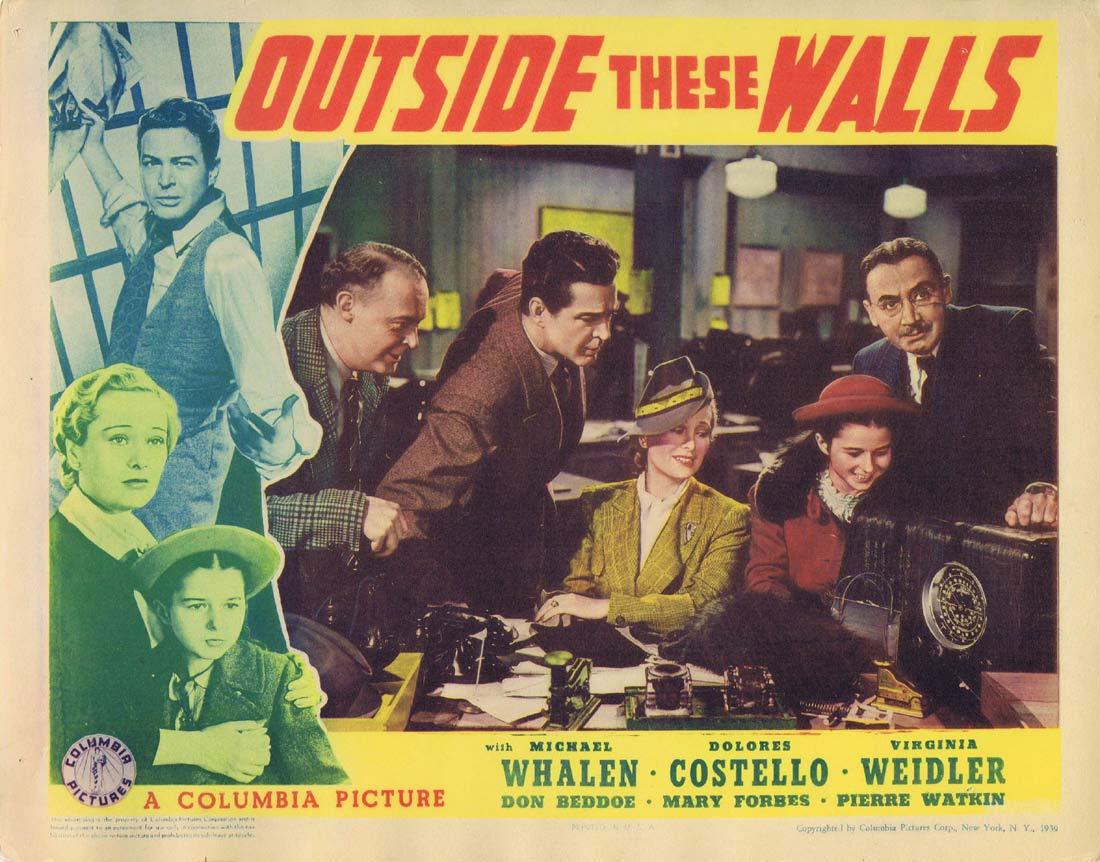 OUTSIDE THESE WALLS Original Lobby Card 2 Michael Whalen Dolores Costello Virginia Weidler