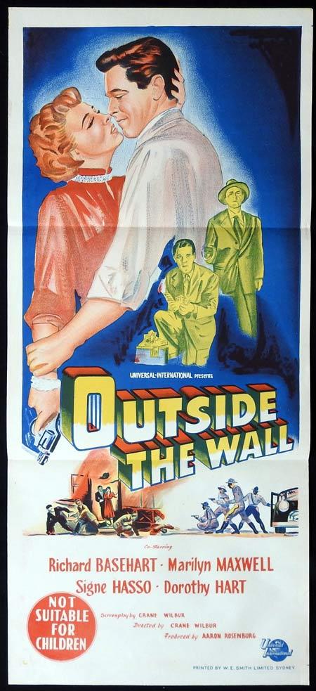 OUTSIDE THE WALL Original Daybill Movie Poster Richard Basehart Marilyn Maxwell Signe Hasso