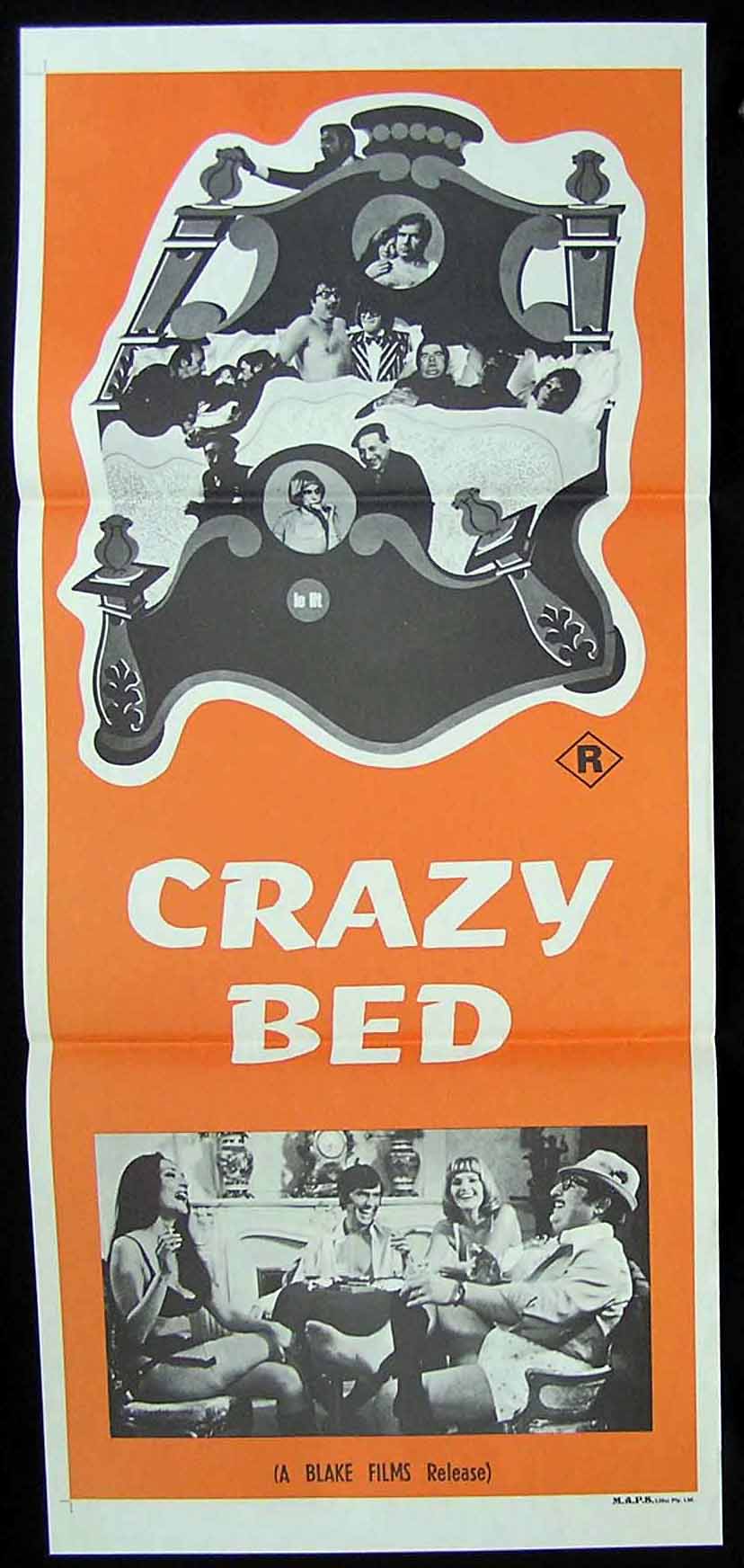 CRAZY BED 70s German Sexploitation Movie Poster