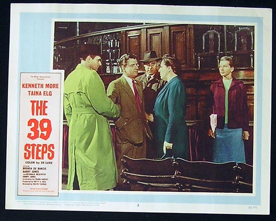 THE 39 STEPS Lobby Card 2 Kenneth More Taina Elg