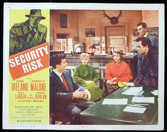 SECURITY RISK 1954 John Ireland Dorothy Malone Lobby Card 1