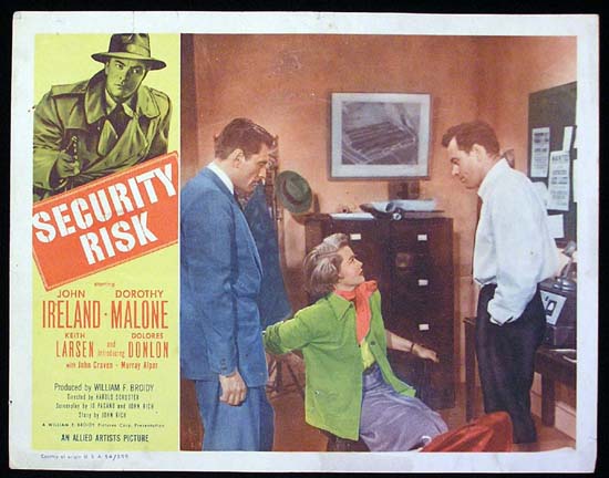 SECURITY RISK 1954 John Ireland Dorothy Malone Lobby Card 2