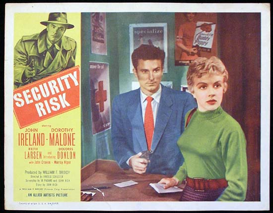 SECURITY RISK 1954 John Ireland Dorothy Malone Lobby Card 4