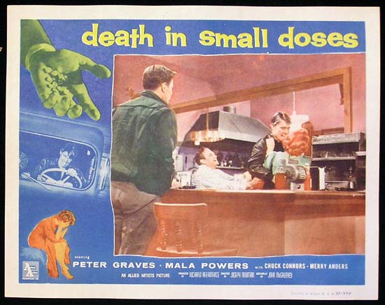 DEATH IN SMALL DOSES ’57 Mala Powers DRUG Lobby card #2