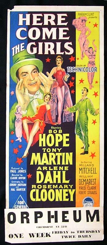 HERE COME THE GIRLS Movie Poster 1953 BOB HOPE Richardson Studio RARE daybill