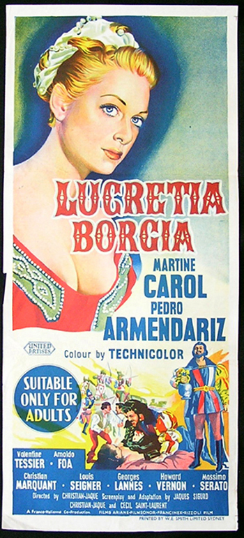LUCRETIA BORGIA Daybill Movie poster MARTINE CAROL
