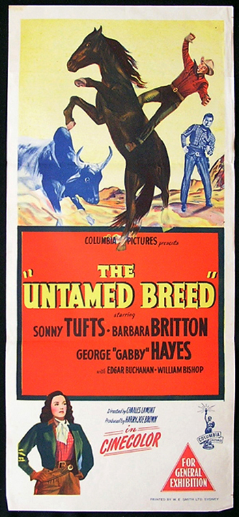 THE UNTAMED BREED Movie Poster 1948 Sonny Tufts daybill Movie Poster