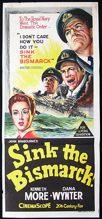 SINK THE BISMARCK Movie Poster 1960 Kenneth More daybill