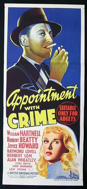 APPOINTMENT WITH CRIME Daybill Movie Poster 1946 Crime Film Noir William Hartnell