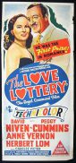 LOVE LOTTERY Movie Poster 1954 David Niven ORIGINAL Australian Daybill