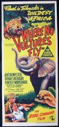 WHERE NO VULTURES FLY Movie Poster 1951 Harry Watt Ealing Studios RARE daybill