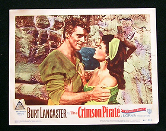 THE CRIMSON PIRATE Lobby card 1 1952 Burt Lancaster