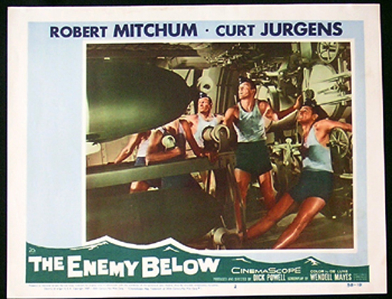 ENEMY BELOW Lobby card 2 1957 Robert Mitchum Curt Jurgens