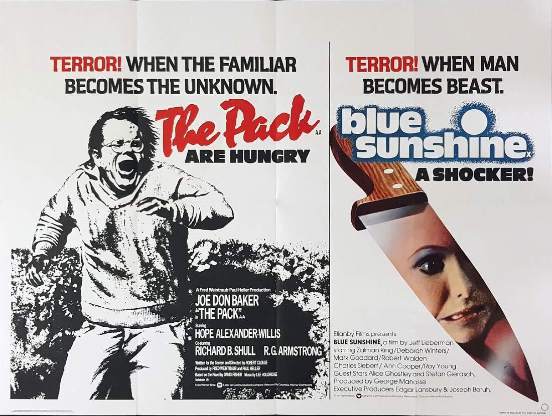 THE PACK plus BLUE SUNSHINE British Quad Movie poster Double Feature