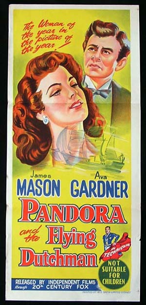 PANDORA AND THE FLYING DUTCHMAN Daybill Movie poster Ava Gardner James Mason