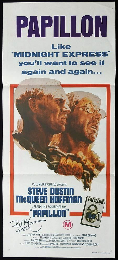 PAPILLON Original Daybill Movie poster AUTOGRAPHED by Bill Mumy