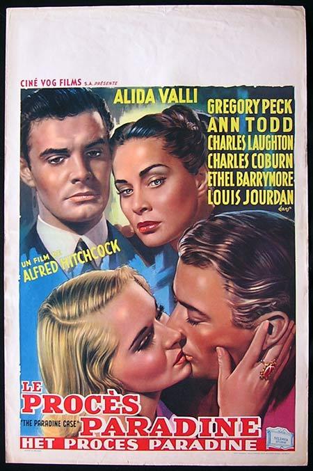 THE PARADINE CASE Movie Poster 1948 Gregory Peck Alfred Hitchcock BELGIAN