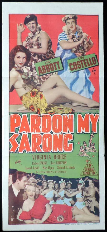 PARDON MY SARONG Original Daybill Movie Poster Abbott and Costello Marchant Graphics