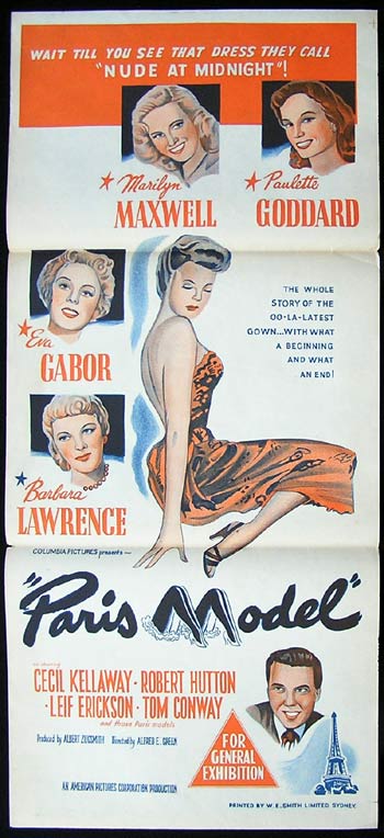 PARIS MODEL Original Daybill Movie Poster Marilyn Maxwell Paulette Goddard