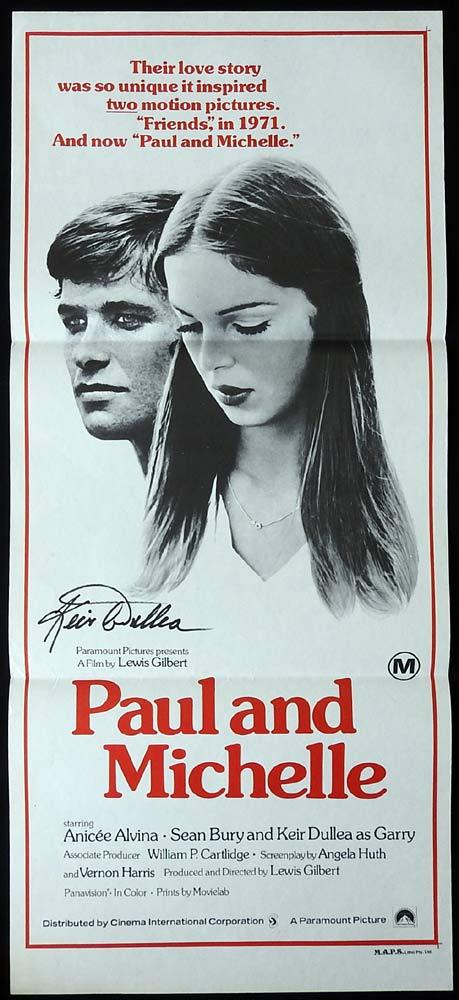 PAUL AND MICHELLE Original Daybill Movie poster AUTOGRAPHED By Keir Dullea